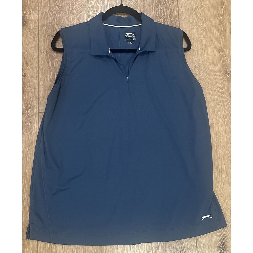Women's Slazenger Golf Polo Sleeveless Zip Neck Navy Blue XXL Never Worn